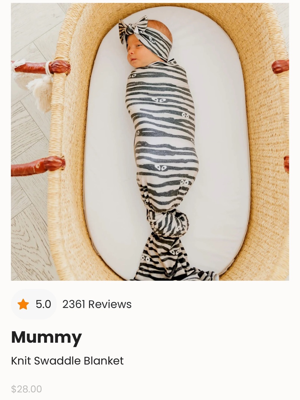 Copper Pearl Stripe Knit Swaddle - Black and White